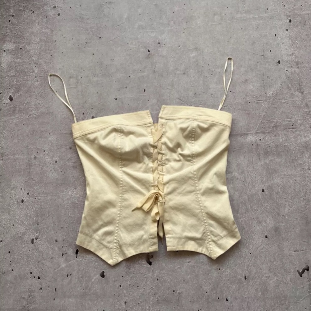 Vintage Cop Copine cream lace up tube top corset Sz 40
